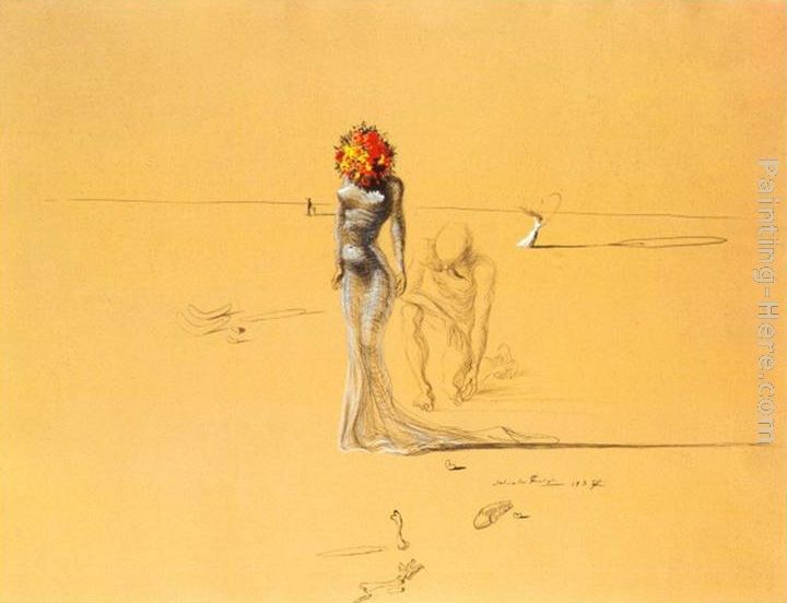 Salvador Dali Female Figure with Head of Flowers